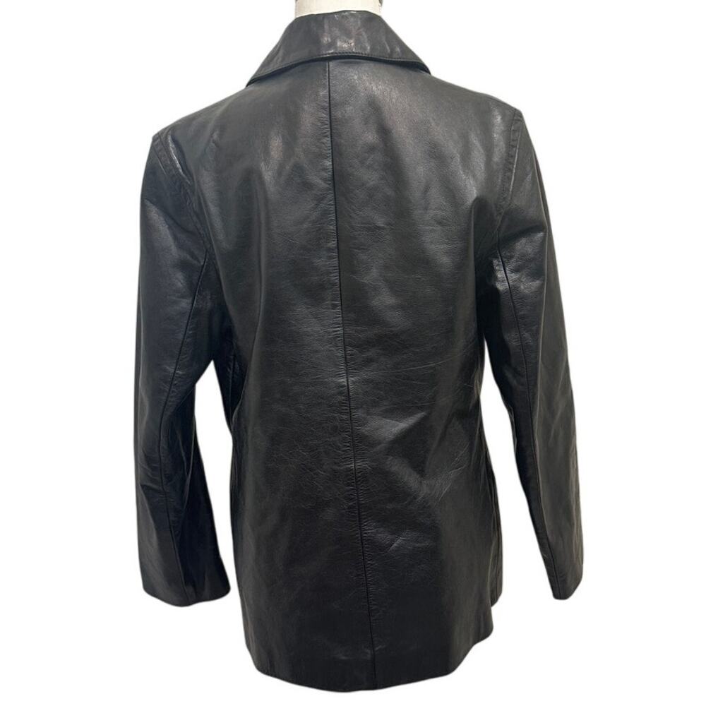 Vintage Y2K J. Crew Black Leather Shacket Minimalist Preppy Heritage Old‎ Money - Picture 2 of 16